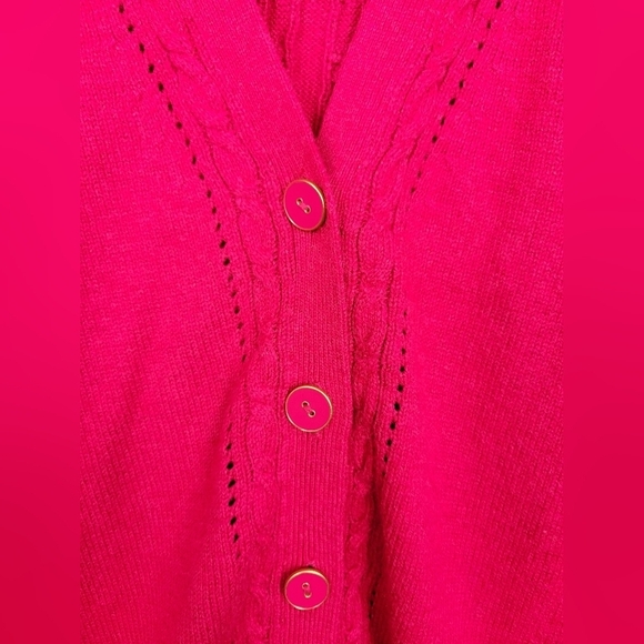 Talbots Cotton hot Pink  Cardigan Women’s Size 2xP - Picture 5 of 13